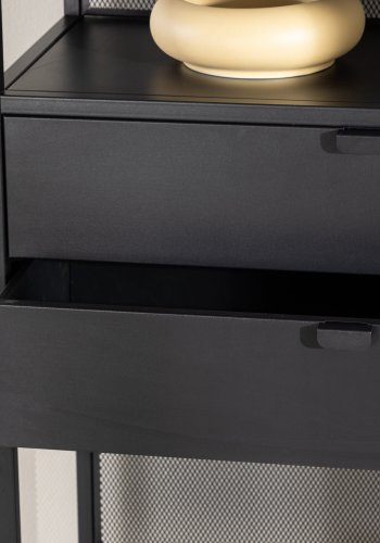 VENTURE DESIGN Santiago bokhylle, m. 2 hyller og 2 skuffer - sort stl