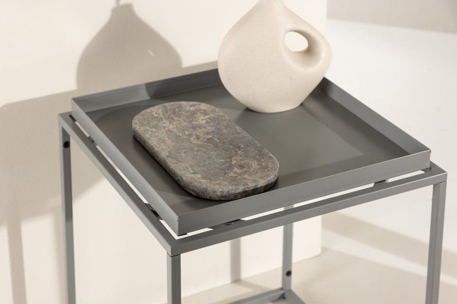 VENTURE DESIGN Porto Alegre sidebord, firkantet - mrk grtt stl (45x45)