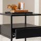 VENTURE DESIGN Fortaleza Beistelltisch, mit 1 Schublade – Glas und schwarzer Stahl (40x40)