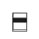 VENTURE DESIGN Fortaleza Beistelltisch, mit 1 Schublade – Glas und schwarzer Stahl (40x40)