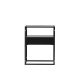VENTURE DESIGN Fortaleza Beistelltisch, mit 1 Schublade – Glas und schwarzer Stahl (40x40)