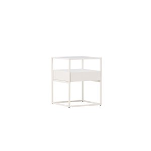 VENTURE DESIGN Fortaleza sidebord, m. 1 skuffe - glas og hvid stl (40x40)