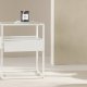 VENTURE DESIGN Fortaleza Beistelltisch, mit 1 Schublade – Glas und weißer Stahl (40x40)