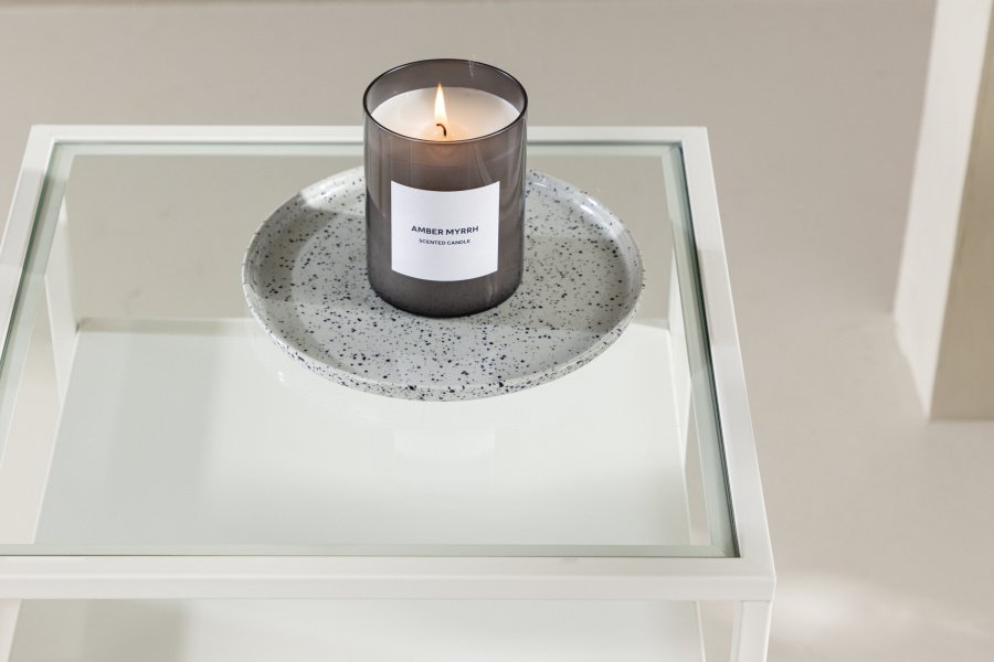 VENTURE DESIGN Fortaleza Beistelltisch, mit 1 Schublade – Glas und weißer Stahl (40x40)