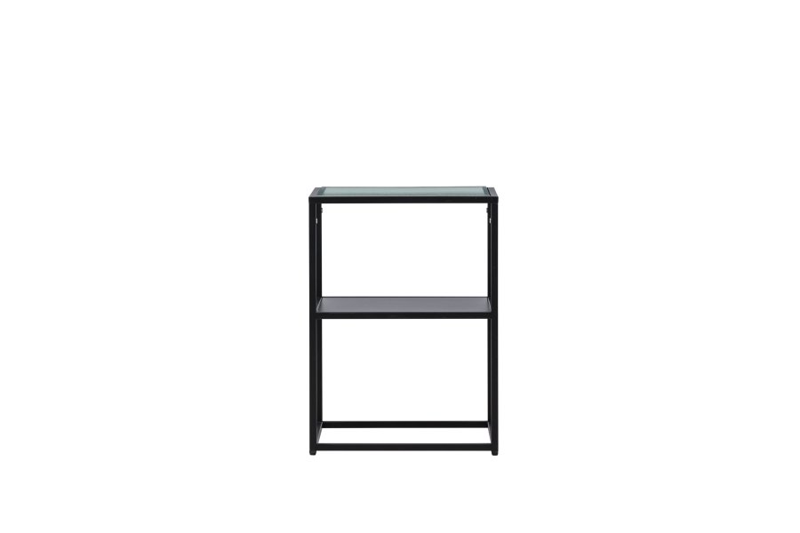 VENTURE DESIGN Sao Paulo sidebord, m. 1 hylle - glass og sort stl (40x40)
