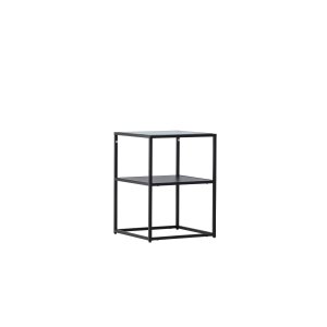 VENTURE DESIGN Sao Paulo sidebord, m. 1 hylde - glas og sort stl (40x40)