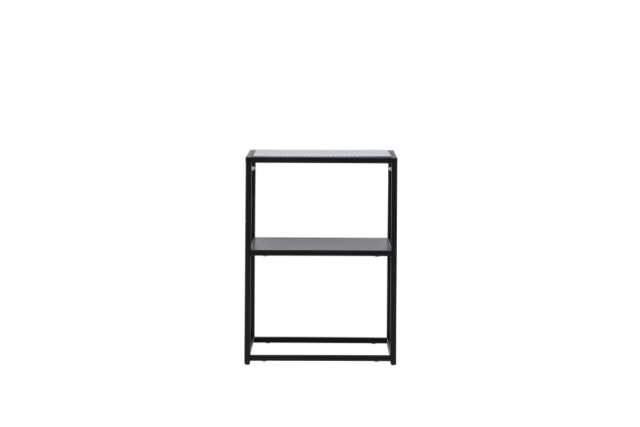 VENTURE DESIGN Sao Paulo sidebord, m. 1 hylle - glass og sort stl (40x40)
