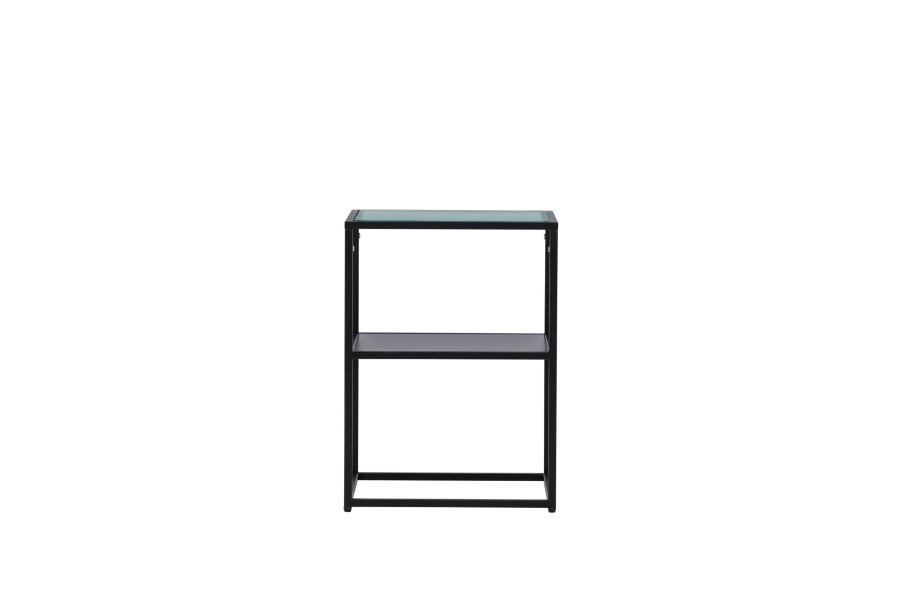 VENTURE DESIGN Sao Paulo sidebord, m. 1 hylle - glass og sort stl (40x40)