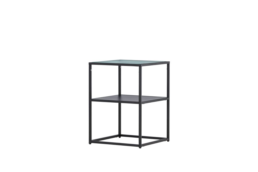 VENTURE DESIGN Sao Paulo sidebord, m. 1 hylle - glass og sort stl (40x40)