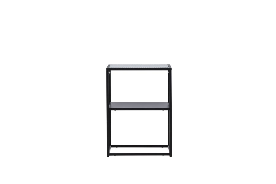VENTURE DESIGN Sao Paulo sidebord, m. 1 hylle - glass og sort stl (40x40)