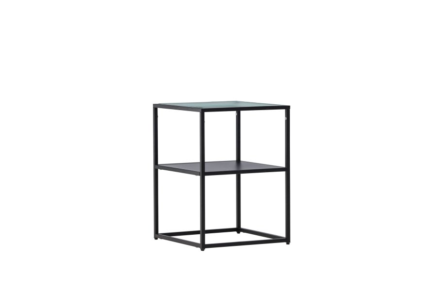 VENTURE DESIGN Sao Paulo sidebord, m. 1 hylle - glass og sort stl (40x40)