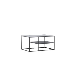 VENTURE DESIGN Campinas sofabord, m. 1 hylde - glas og sort stl (90x60)