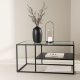 VENTURE DESIGN Campinas Couchtisch, mit 1 Ablage – Glas und schwarzer Stahl (90x60)