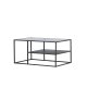 VENTURE DESIGN Campinas Couchtisch, mit 1 Ablage – Glas und schwarzer Stahl (90x60)