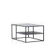 VENTURE DESIGN Campinas Couchtisch, mit 1 Ablage – Glas und schwarzer Stahl (90x60)