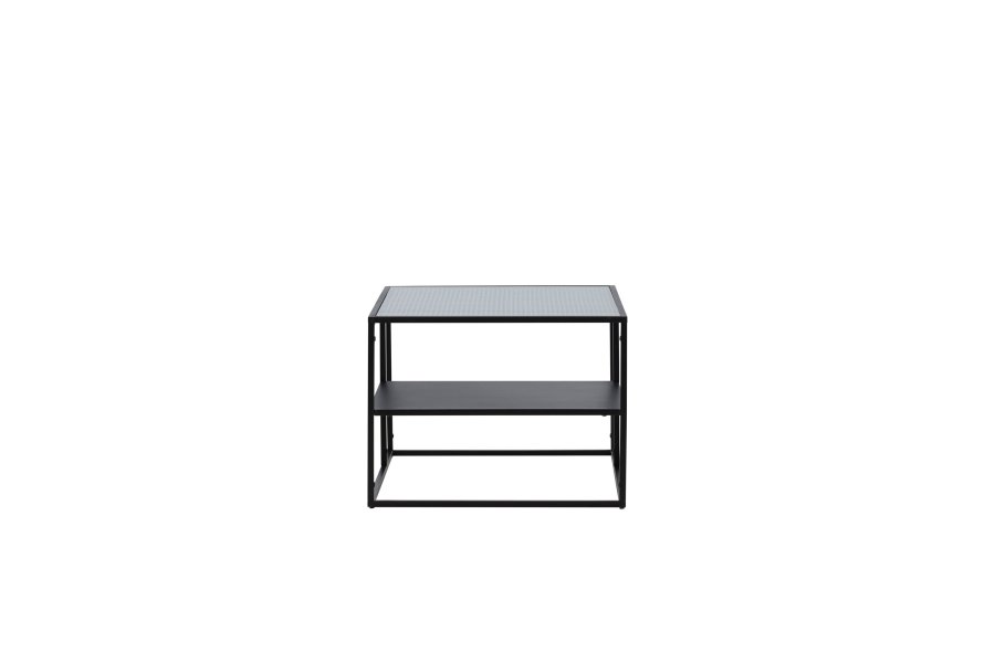 VENTURE DESIGN Campinas Couchtisch, mit 1 Ablage – Glas und schwarzer Stahl (90x60)