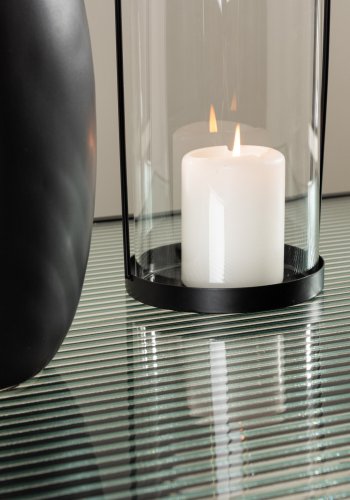 VENTURE DESIGN Campinas Couchtisch, mit 1 Ablage – Glas und schwarzer Stahl (90x60)