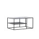 VENTURE DESIGN Campinas Couchtisch, mit 1 Ablage – Glas und schwarzer Stahl (90x60)