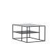 VENTURE DESIGN Campinas Couchtisch, mit 1 Ablage – Glas und schwarzer Stahl (90x60)