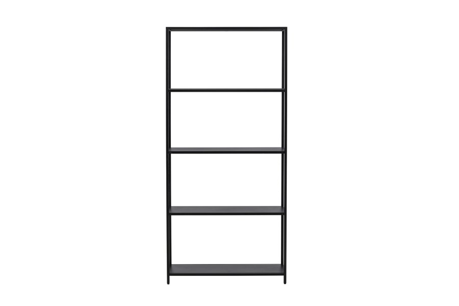 VENTURE DESIGN Montevideo bokhylla, m. 5 hyllplan - svart stl