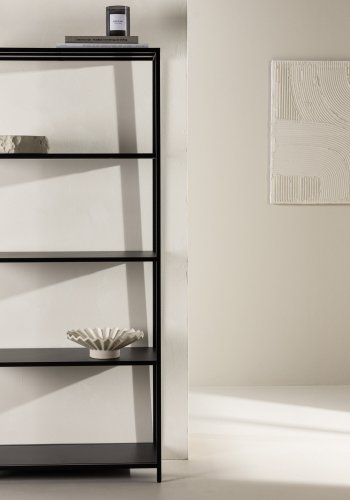 VENTURE DESIGN Montevideo bokhylla, m. 5 hyllplan - svart stl
