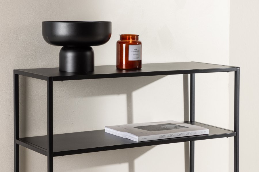 VENTURE DESIGN Georgetown Beistelltisch, mit 1 Ablage – schwarzer Stahl (80x40)