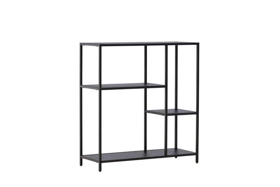 VENTURE DESIGN Puno sidebord, m. 3 hyller - svart stl (80x30)