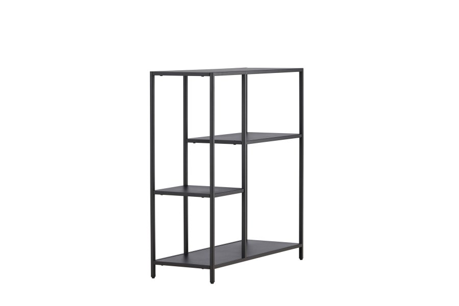 VENTURE DESIGN Puno sidebord, m. 3 hyller - svart stl (80x30)