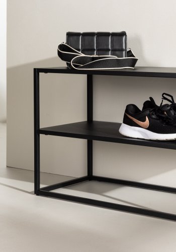 VENTURE DESIGN Curitiba Schuhregal, m. 2 Regalen - schwarzer Stahl (70x33)