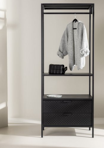 VENTURE DESIGN Malibu klesstativ, m. 1 hengestang, 1 hylle og 2 skuffer - sort stl