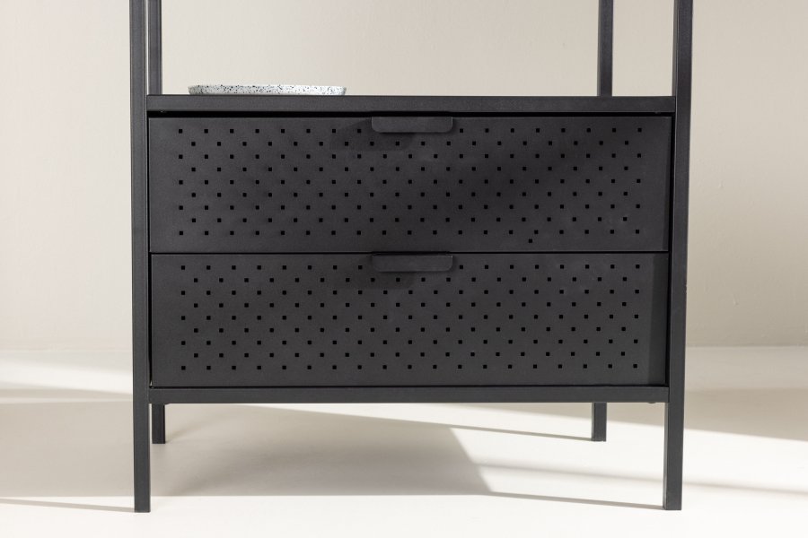 VENTURE DESIGN Malibu klesstativ, m. 1 hengestang, 1 hylle og 2 skuffer - sort stl