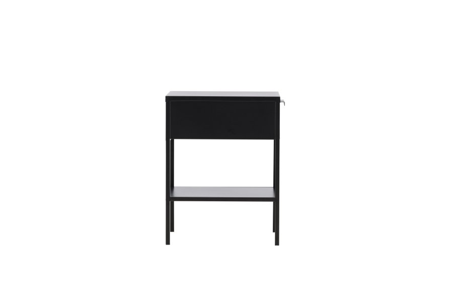 VENTURE DESIGN Sacramento nattbord, m. 1 hylle og 1 skuff - svart stl (40x40)