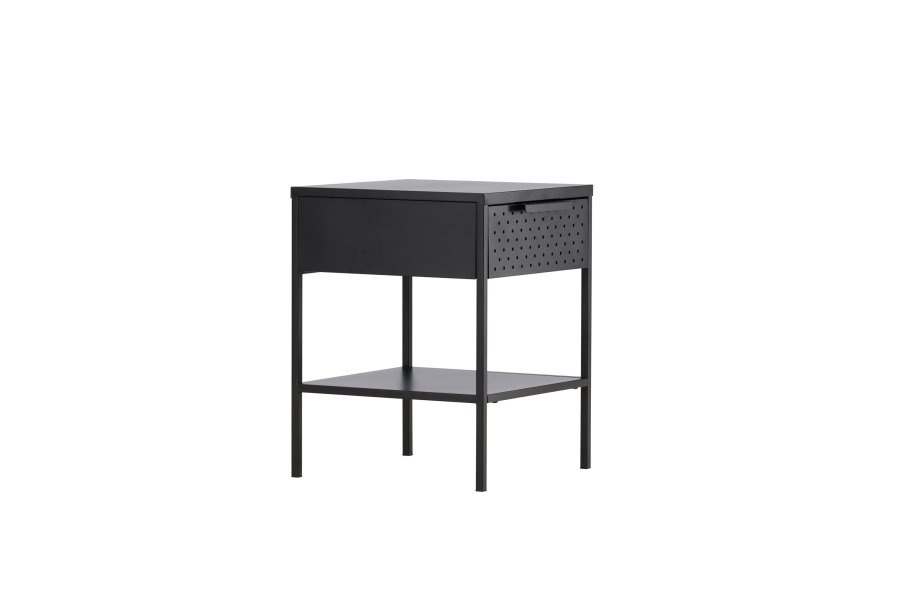 VENTURE DESIGN Sacramento nattbord, m. 1 hylle og 1 skuff - svart stl (40x40)
