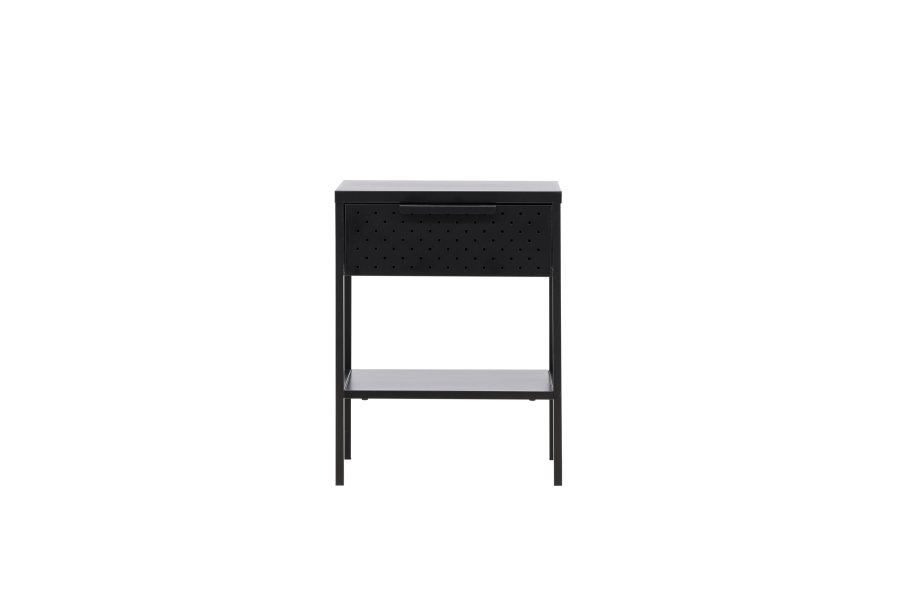 VENTURE DESIGN Sacramento nattbord, m. 1 hylle og 1 skuff - svart stl (40x40)