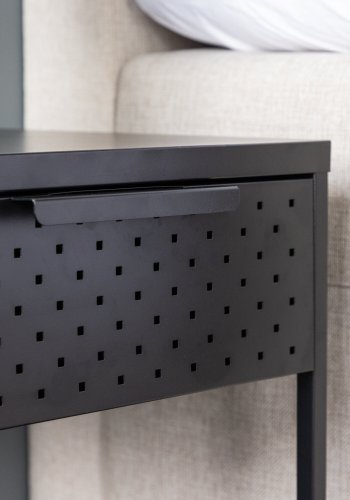 VENTURE DESIGN Sacramento nattbord, m. 1 hylle og 1 skuff - svart stl (40x40)