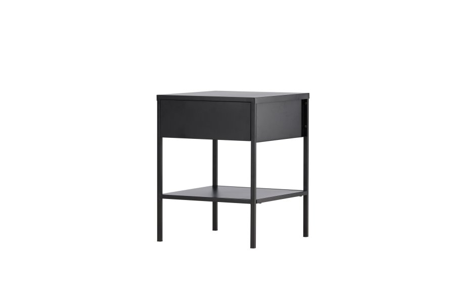 VENTURE DESIGN Sacramento nattbord, m. 1 hylle og 1 skuff - svart stl (40x40)