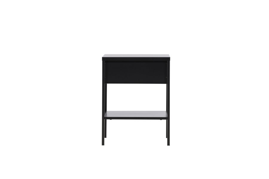 VENTURE DESIGN Sacramento nattbord, m. 1 hylle og 1 skuff - svart stl (40x40)