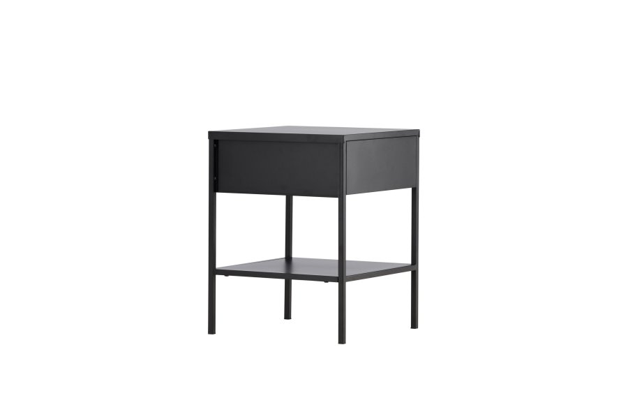 VENTURE DESIGN Sacramento nattbord, m. 1 hylle og 1 skuff - svart stl (40x40)