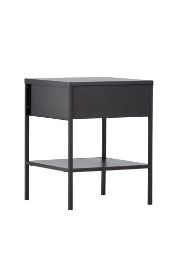 VENTURE DESIGN Sacramento nattbord, m. 1 hylle og 1 skuff - svart stl (40x40)
