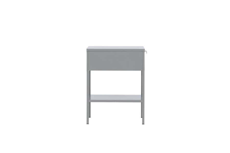 VENTURE DESIGN Sacramento nattbord, m. 1 hylle og 1 skuff - lysegr stl (40x40)