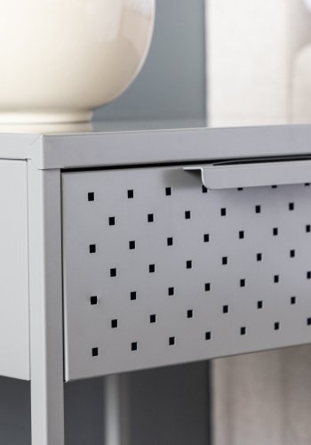 VENTURE DESIGN Sacramento nattbord, m. 1 hylle og 1 skuff - lysegr stl (40x40)