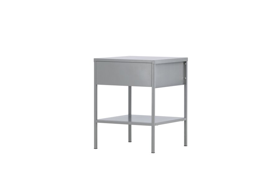 VENTURE DESIGN Sacramento nattbord, m. 1 hylle og 1 skuff - lysegr stl (40x40)