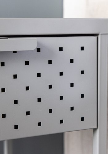 VENTURE DESIGN Sacramento nattbord, m. 1 hylle og 1 skuff - lysegr stl (40x40)