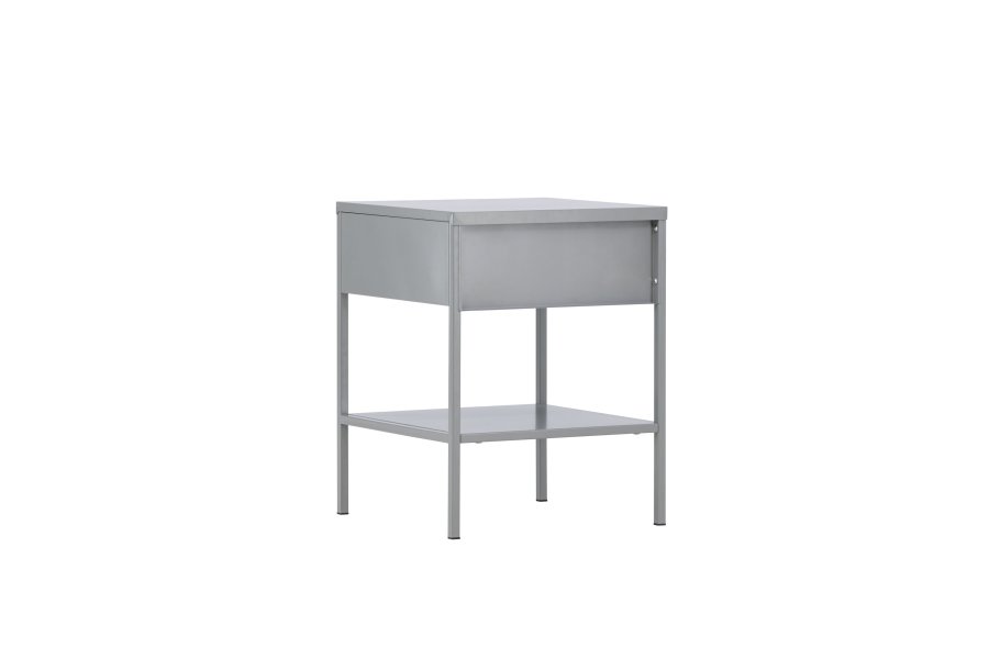 VENTURE DESIGN Sacramento nattbord, m. 1 hylle og 1 skuff - lysegr stl (40x40)