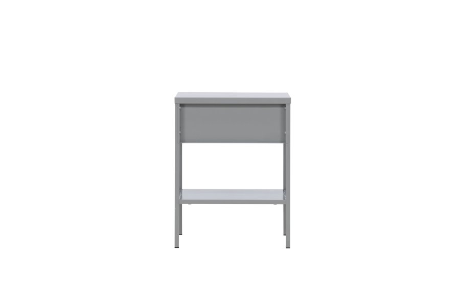VENTURE DESIGN Sacramento nattbord, m. 1 hylle og 1 skuff - lysegr stl (40x40)