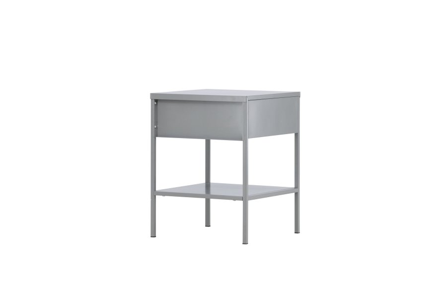 VENTURE DESIGN Sacramento nattbord, m. 1 hylle og 1 skuff - lysegr stl (40x40)