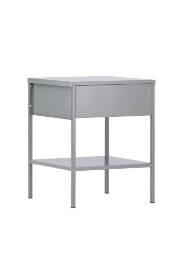 VENTURE DESIGN Sacramento nattbord, m. 1 hylle og 1 skuff - lysegr stl (40x40)