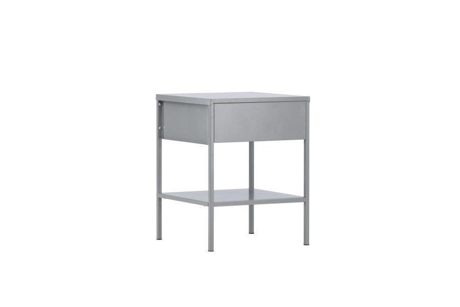 VENTURE DESIGN Sacramento nattbord, m. 1 hylle og 1 skuff - lysegr stl (40x40)