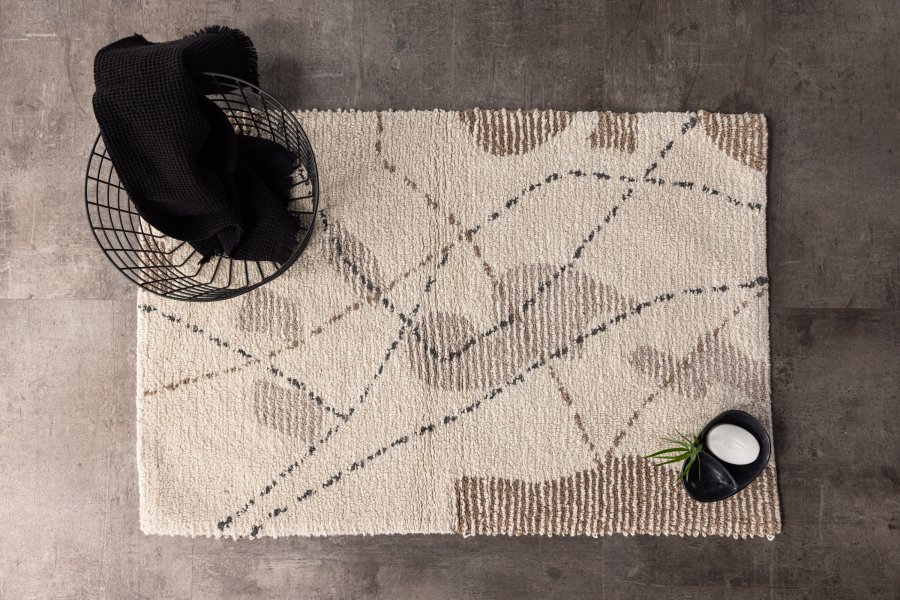 VENTURE DESIGN Paul Rug Paul Cotton - 60*90- -Rektangulr-Elfenben/Brun/Gr