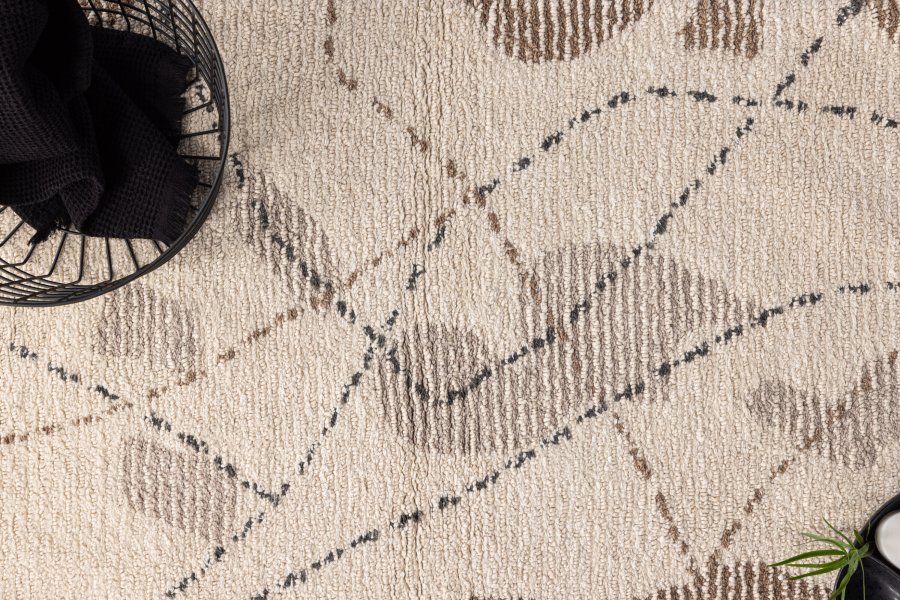 VENTURE DESIGN Paul Rug Paul Cotton - 60*90- -Rektangulr-Elfenben/Brun/Gr